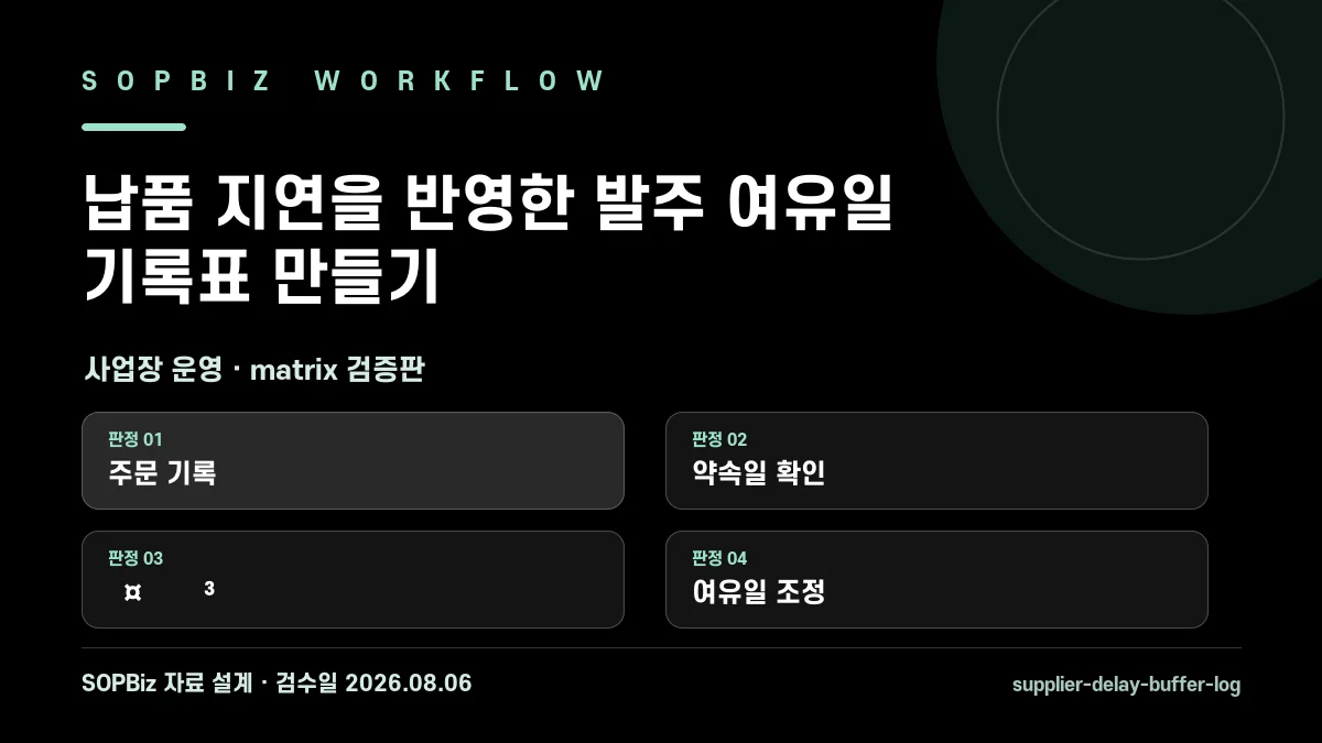 납품 지연을 반영한 발주 여유일 기록표 만들기 matrix 검증판