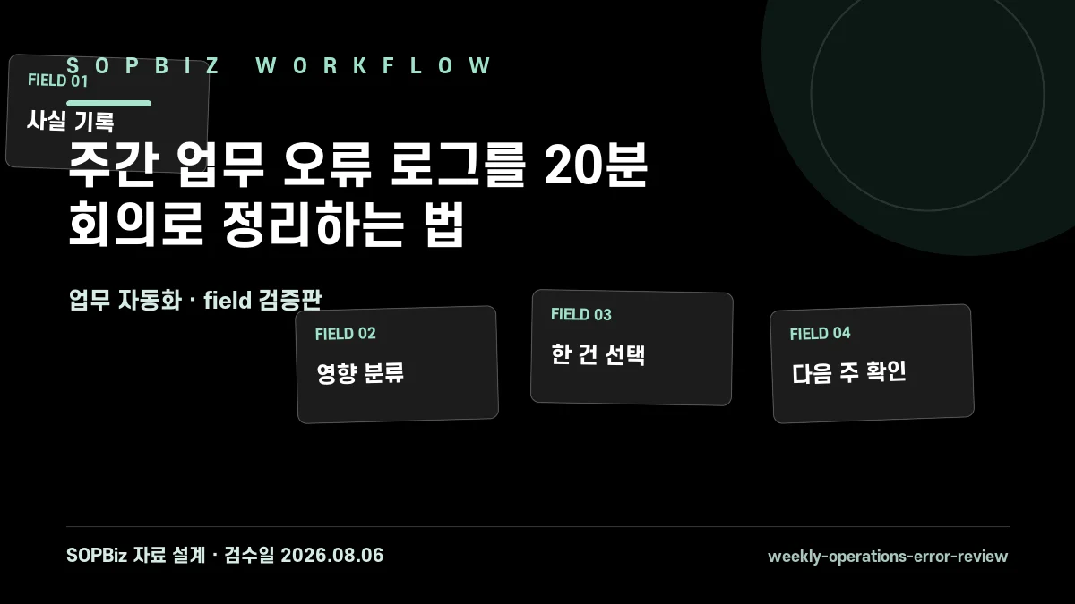 주간 업무 오류 로그를 20분 회의로 정리하는 법 field 검증판